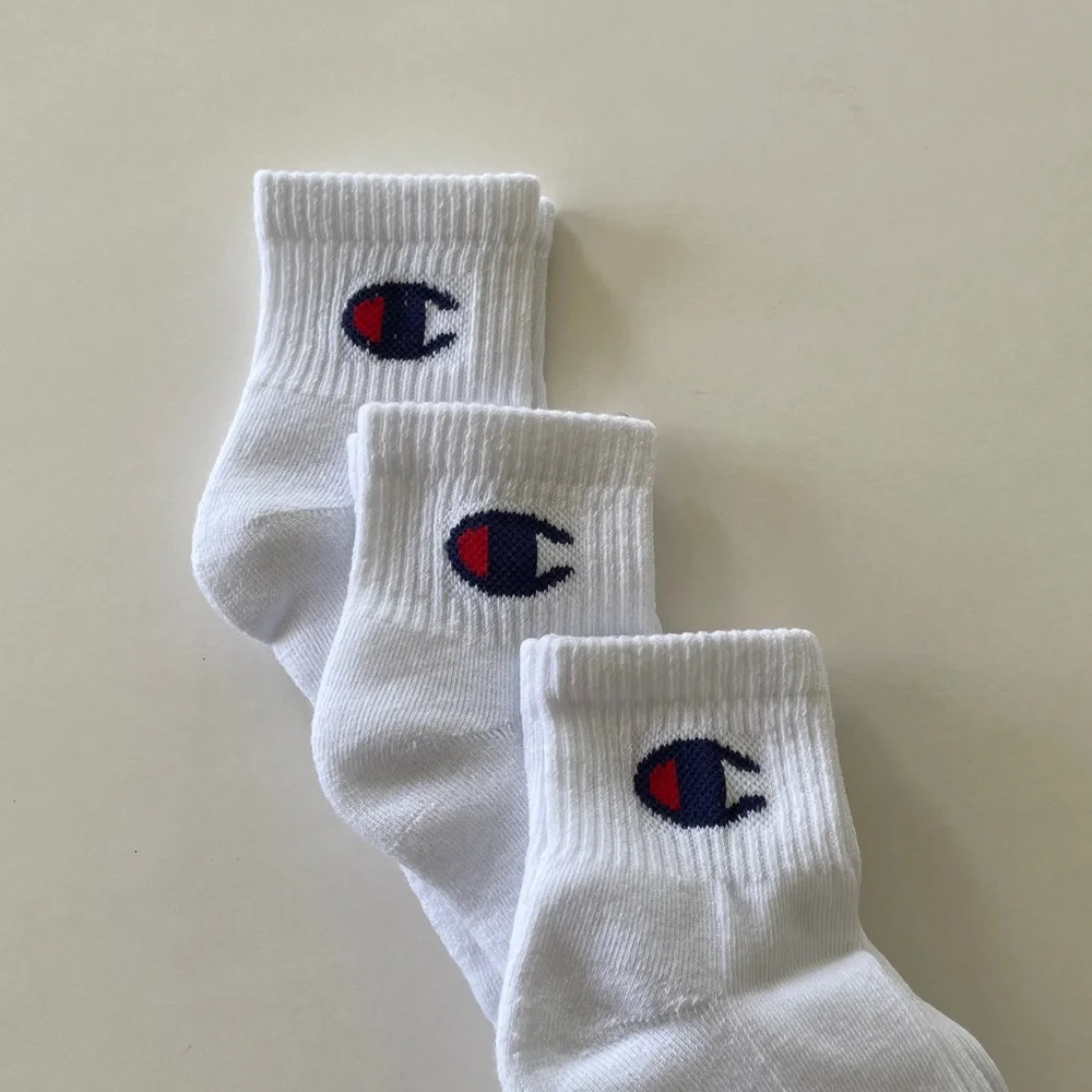 Champion Ankle Socks Embroidered Logo White Athletic Men’s Sock 3 Pair